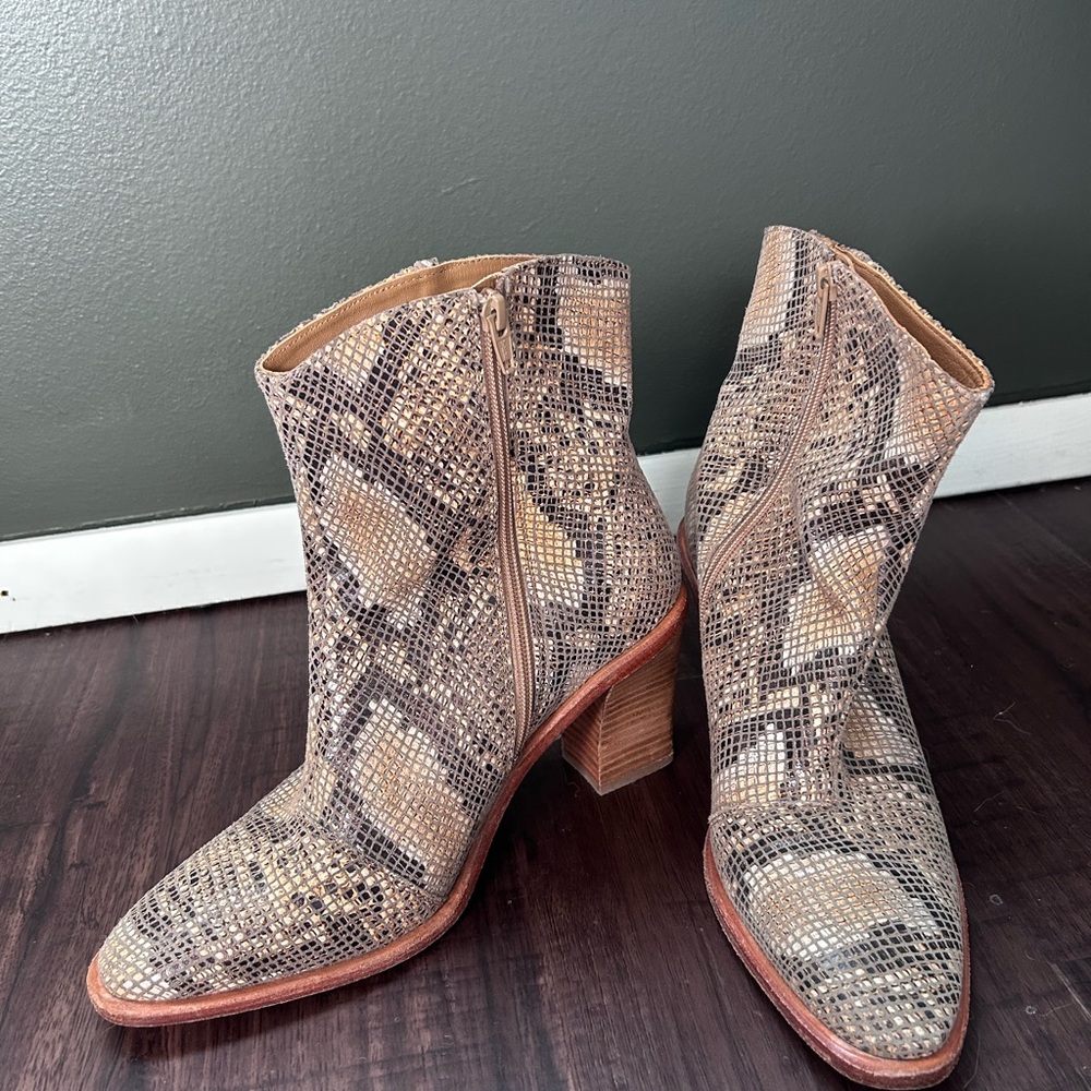 Free People Snake Skin Ankle Boots
